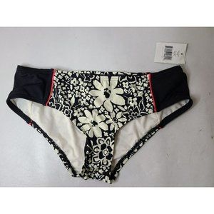 Kate Spade New York Womens Hipster Bikini Bottom Small Black Monaco Floral Beach